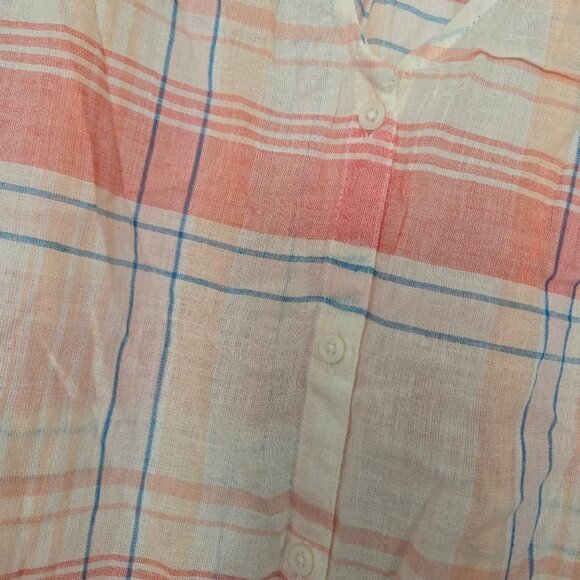 Old Navy Peach Plaid Button Down V-Neck Tank Top XXL - Picture 3 of 5